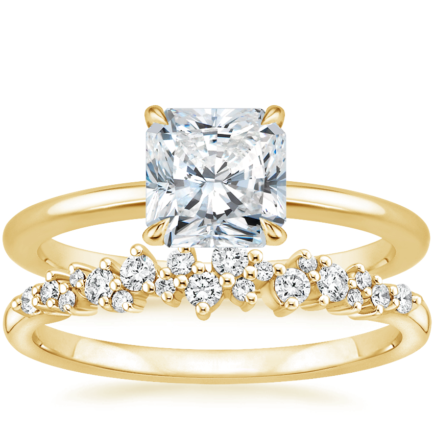 18K Yellow Gold Petite Elodie Ring with Aurora Diamond Ring